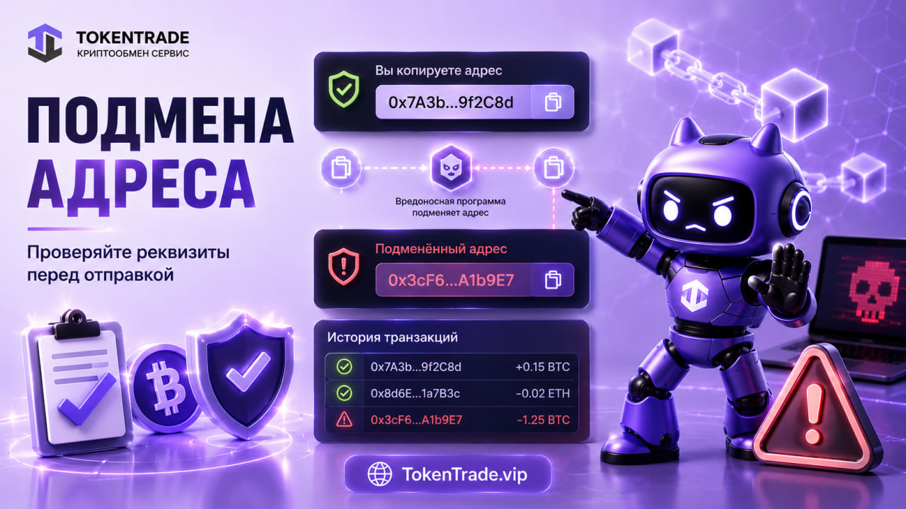 Что такое подмена адреса и как не отправить криптовалюту мошеннику?